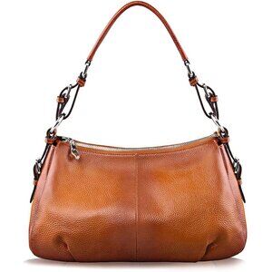 Durable Brown Pebbled Leather Hobo Bag - Chic Top Handle & Shoulder Style